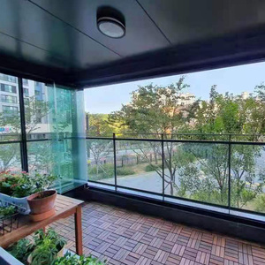 Ban Công Phân Vùng Đầy Đủ Mở Nhôm Tempered Glass Frameless Folding Cửa Kính Trượt Và Cửa Sổ - Product Image 3