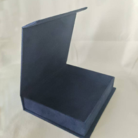 Scatola Regalo di Lusso in Velluto Blu Scuro con Logo Personalizzato, Coperchio Staccabile, Espositore per Gioielli in Cartone Rigido, Produzione di Fabbrica