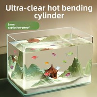 Aquarium en verre ultra-blanc JSD YEE 180 °   Aquarium à vue panoramique, pliage à chaud, silicone Wacker de 5 mm d'épaisseur, sans bulles, 20-60 cm