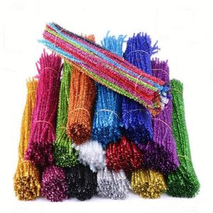 100 pièces de 6 mm, multicolores, en plastique, tiges chenille moelleuses, fils chenille, nettoyeurs de tuyaux pour loisirs créatifs, bandes de cheveux dorées en forme d'oignon vert - Product Image 6