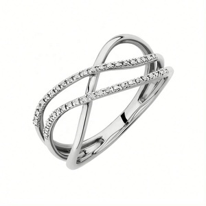 Bague Croisée Tendance en Argent Sterling 925 Plaqué Or 18 carats Poli Miroir avec Zircon Cubique – Vente en Gros de Bijoux Personnalisés - Product Image 4