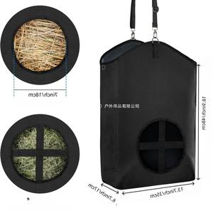 Mangeoire à foin en tissu Oxford noir, 35x17x48cm, trou de distribution lent réglable pour moutons, chevaux, lapins - Product Image 1