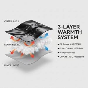 Chaqueta de Plumón Negra para Hombre con Logotipo Personalizado, Chaqueta de Plumón Brillante con Capucha, Impermeable, para Invierno, OEM, 80% Plumón de Ganso <span class=keywords><strong>Blanco</strong></span>, 650FP, Acolchada - Product Image 4