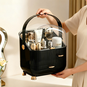Portable Cosmetic Storage <b>Box</b> Large Capacity Desktop <b>Makeup</b> Case Dustproof Skincare Organizer Rectangle Standing Type - Product Image 1