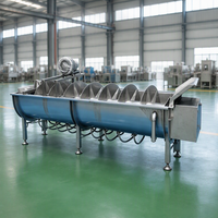 Machine de pré-refroidissement pour ligne d'abattage de volailles, refroidisseur de carcasses à vis en SUS304, refroidissement par eau moussante 2.2KW 380V pour usine