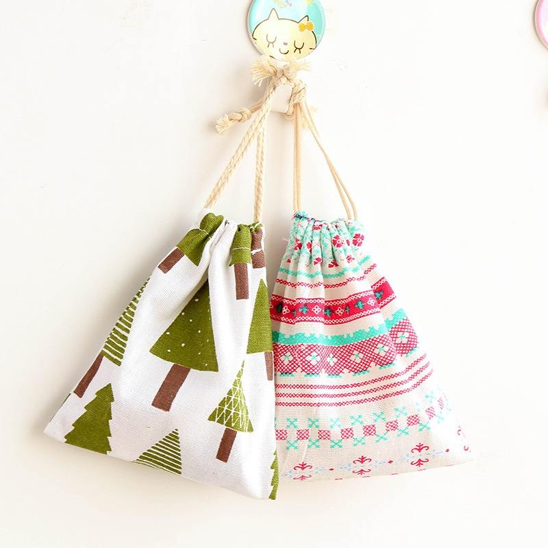Nordic Style Mini Drawstring Organizer Bag Cotton Linen Makeup ...