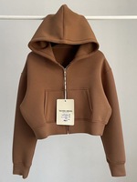 Sweat à capuche personnalisé pour femme, couleur unie, matière respirante, style court, automne, sport, haut court à l'encolure dégagée