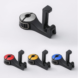 Crochet de siège auto Yiju avec support pour téléphone, plastique noir, rangement multifonctionnel pour appuie-tête du siège arrière - Product Image 1