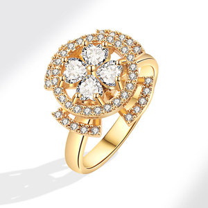 Heart Cut Cubic Zirconia Four Leaf Clover Halo Anxiety Spin <b>Rings</b> Adjustable Copper Gold Plated <b>Stress</b> Relief Jewelry For Women - Product Image 6