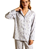 Pyjama personnalisé pour femme en coton 100% respirant, doux et lisse, imprimé floral, manches longues, col en V, taille XL, décontracté et élégant