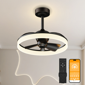 19.7'' LED Ring <b>Ceiling</b> <b>Fan</b> Light Downrod <b>Ceiling</b> <b>Fan</b> With Smart APP <b>Remote</b> <b>Control</b> 6 Speed Dimmable Color Changing Lighting - Product Image 1