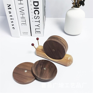 Posavasos de madera con forma de caracol, de madera de nogal, aislante del calor, tapete japonés para té, tapete de madera maciza antiescaldante - Product Image 1