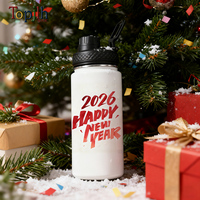 Bouteille d'eau à large ouverture avec couvercle pop-up, personnalisable par sublimation, 550 ml, en acier à double paroi, isolée, anti-fuite, Topjlh