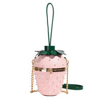 2024 nouvelle usine directe Mini mignon perle PU sac femmes sac à bandoulière sac à main fraise seau sac