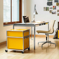 Chariot de rangement modulaire roulant H&W sous le bureau, avec cadre en acier inoxydable, armoire à dossiers mobile