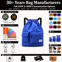 Sac à dos unisexe en polyester avec logo personnalisé, cordon de serrage, sac de sport extensible, séparation humide/sec, grande capacité pour la natation et le fitness