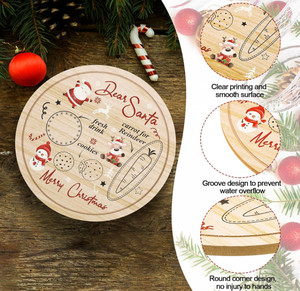 Mejor venta de madera maciza de <span class=keywords><strong>Navidad</strong></span> tratar Santa bandeja de madera Santa galleta plato - Product Image 3
