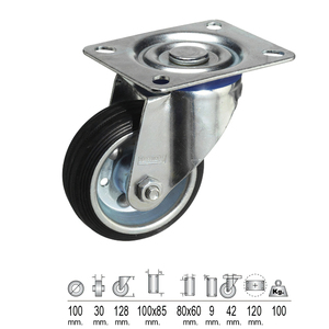 Placa de Rueda de Goma Negra Industrial de 100 mm. - Product Image 1