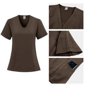 V-Neck Short Sleeve <b>Scrub</b> Set Unisex Moisture Wicking Knitted Hospital Uniforms For Doctors Summer Work <b>Clothes</b> - Product Image 2