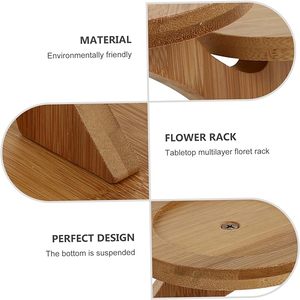 Three-Tier Round Wood Natural Color <b>Desktop</b> Indoor Plant Stand Multi-Layer Design Wooden Pot Holder and <b>Shelf</b> for Storage - Product Image 4