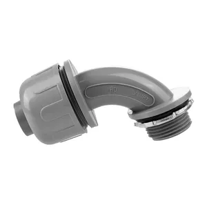 3/4 inch Non-metallic Liquid Tight Conduit Connectors for Electrical PVC Flexible Conduit Fittings NPT 90 Degree Grey