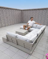 Ensemble de salon et table basse en aluminium pour jardin, design contemporain durable Sigma