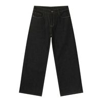 Pantalon en jean personnalisé avec logo, patchwork imprimé à la main, coupe ample et jambe large, style streetwear pour homme