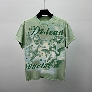 Camiseta de gran tamaño con cuello redondo a la moda, ropa informal lavada Unisex, camiseta desgastada, camisetas gráficas de algodón de alta calidad para hombres - Product Image 5