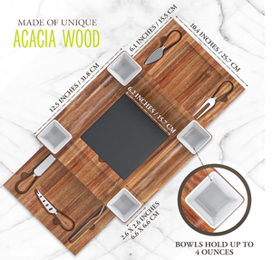 New Arrival vuông gỗ keo phục vụ Platter Set lớn charcuterie bảng với bát và pho mát Board Knife Set cho nhà - Product Image 2