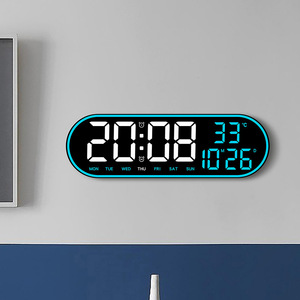 Horloge murale LED numérique personnalisée reloj <span class=keywords><strong>de</strong></span> pared <span class=keywords><strong>calendrier</strong></span> <span class=keywords><strong>de</strong></span> température luxueux multicolore horloge numérique LED intelligente pour salon - Product Image 2