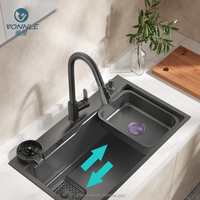 Évier de cuisine intelligent en acier inoxydable avec robinet extractible pour salle de bain et lave-vaisselle