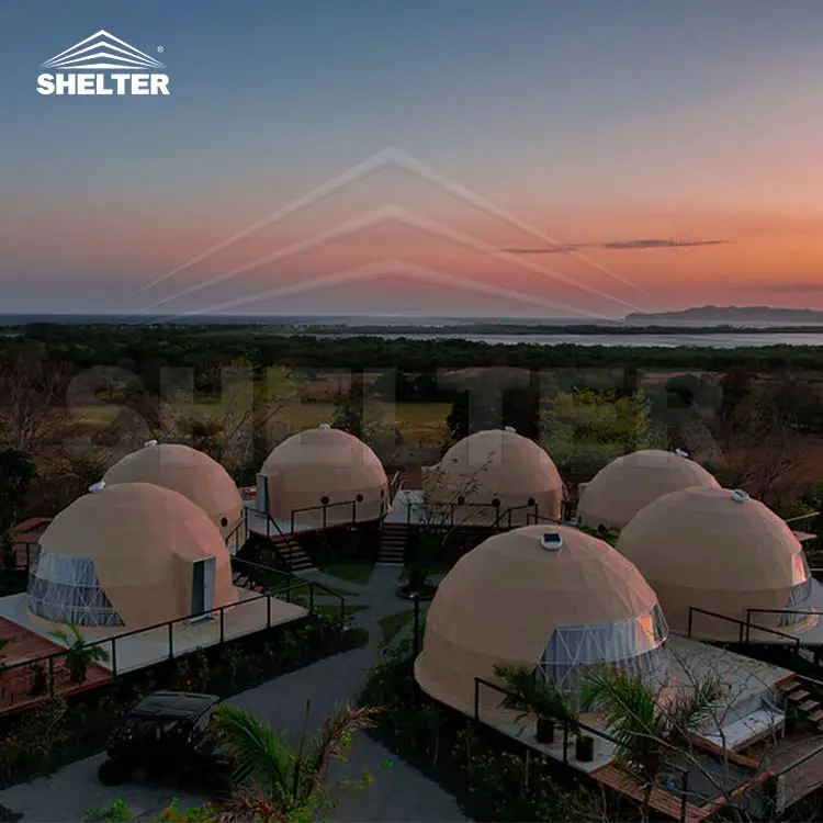 Pvc 방수 큰 대형 이벤트 조립식 주택 주택 호텔 럭셔리 캠핑 이글루 야외 측지 글램핑 돔 텐트 판매