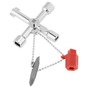 Custom Logo Universal Intersect <b>Key</b> Multifunctional 4 Way Intersect <b>Key</b> Wrenches for Electrical <b>Cupboard</b> Box Water Meter Valve - Product Image 1