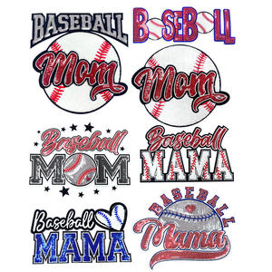 High Density Mama Letter Logo Glitter <b>Patch</b> Football Baseball Sport Style Custom Large Iron <b>On</b> Sequin Chenille <b>Patch</b> For Hoodie - Product Image 1