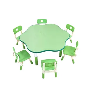 China manufacturer school classroom furniture height adjustable kids wooden table and chair set