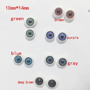 Yeux de poupée ovales en verre 10 mm x 14mm, jolies yeux de poupée nouveau-né réaliste pour poupées - Product Image 3