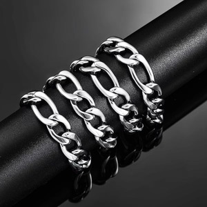 3mm-11.5mm רוחב נירוסטה שרשרת קישור פיגארו שרשרת קלאסית בצבע כסף לגברים תכשיטי נשים 14 עד 40 אינץ' - Product Image 4