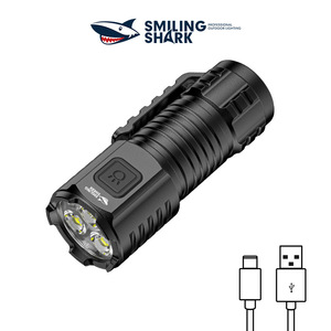 Smiling Shark Rechargeable Mini LED Flashlight Aluminum Alloy Outdoor Lighting With <b>Dimmer</b> USB Charging - Product Image 1