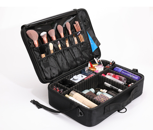 Borsa da viaggio media per il trucco 3 strati impermeabile <span class=keywords><strong>porta</strong></span> <span class=keywords><strong>pennelli</strong></span> cosmetici con divisore regolabile morbido Make Up Case fornitore - Product Image 5