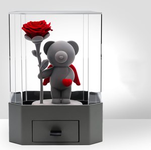 Offre Spéciale fleur éternelle acrylique boîte-cadeau flocage ours en peluche préservé Rose fleur boîte à bijoux pour la fête des mères saint valentin - Product Image 2