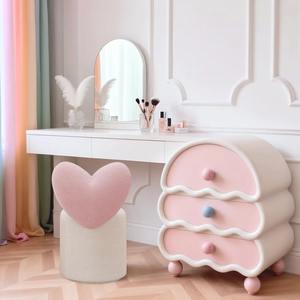 Tabouret de maquillage en forme de cœur, couleur crème, avec dossier, chaise pivotante pour chambre à coucher, usage domestique, adultes, enfants, personnes âgées - Product Image 4