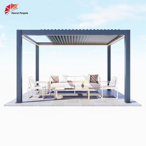 Pergola autoportante rétractable en aluminium avec toit ouvrant réglable et télécommande <span class=keywords><strong>pour</strong></span> terrasse - Product Image 6
