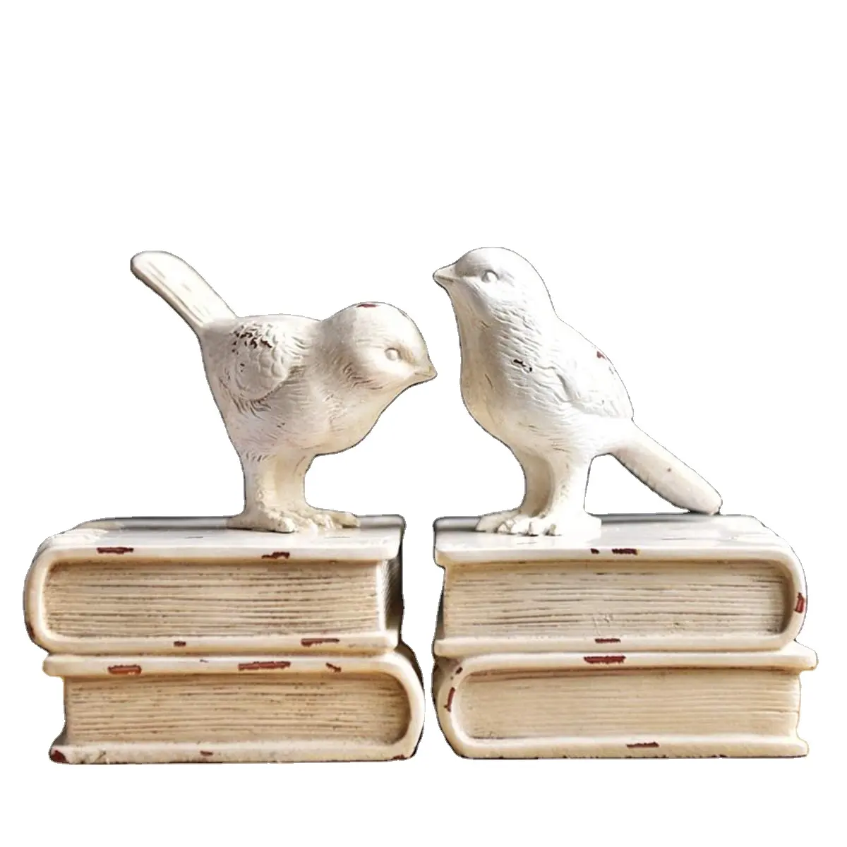 Home Decorative White Birds & Books Vintage Design Resin Bookshelf Bookends Paper Weights Book Ends Bookend