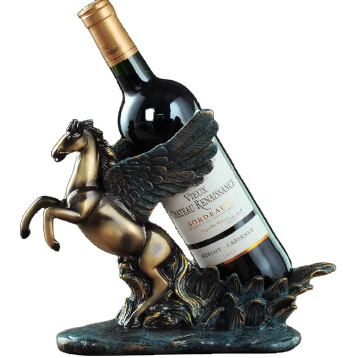 Wholesale Table Bottle Wine Holder Resin Craft Horse Luxury Wine Rack Modern Home Decor Resin Crafts