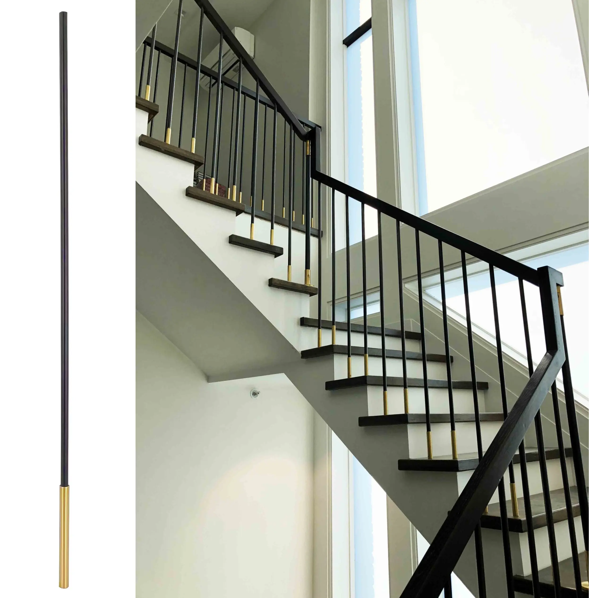 Eisen baluster in modernem Design mit Treppen geländer aus Messing