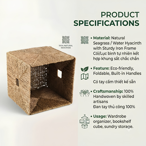 Handmade <b>Square</b> Sea Grass Woven Eco-Friendly Multi-Purpose Storage <b>Basket</b> Simple Style Multifunctional Design Custom Sizes - Product Image 3