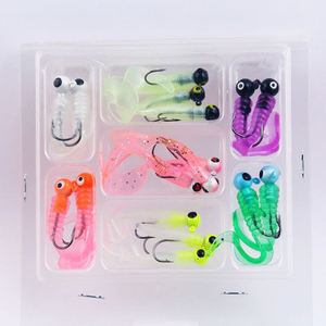 Juego de 17 señuelos de pesca de silicona suave con cola de lombriz, jigs para crappie con anzuelo, para lubina y peces de agua salada - Product Image 1