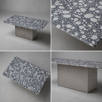 Table basse rectangulaire contemporaine en terrazzo avec piétement en ciment massif pour un design d'intérieur moderne, personnalisable