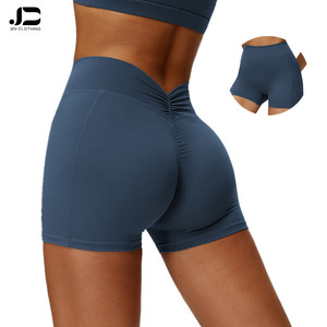 Shorts <span class=keywords><strong>de</strong></span> yoga <span class=keywords><strong>de</strong></span> cintura alta con pliegues fruncidos y diseño plisado para <span class=keywords><strong>mujer</strong></span>, ideales para correr al aire libre y fitness. - Product Image 1