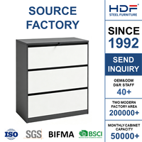Archivador Lateral de Acero Negro de 3 Cajones Huadu Furniture con Sistema de Cierre para Almacenamiento en Oficinas Comerciales, Venta al Por Mayor
